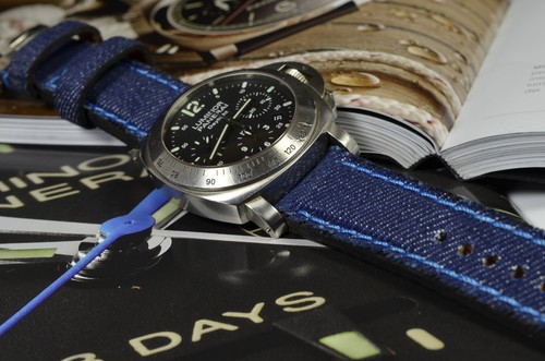 PULSERA RELOJ 26 24 22MM VAQUEROS AUTÉNTICOS AZUL DENIM 1 PIEL SE AJUSTA PANERAI ETC MA CORREA - Imagen 4 de 12