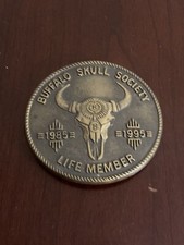 Vintage 1985-1995 Buffalo Skull Society Life Member Belt Buckle