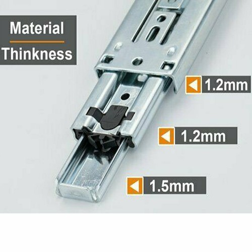 Pairs Heavy Duty Ball Bearing Drawer Runners Slides Push to Open Fully Extension - Picture 3 of 15