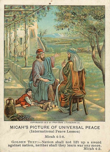 Christliche Bildunterrichtskarte Michas Bild des Weltfriedens 1911 - Bild 1 von 2