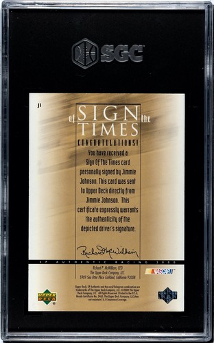 2000 SP AUTHENTIC JIMMIE JOHNSON, #JJ, ROOKIE, AUTO, GRADED SGC 8.5 NEAR MINT + - Picture 2 of 2