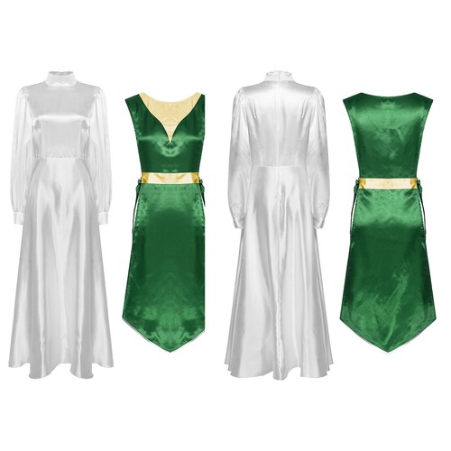 Women Dress Mock Neck Dancewear Flared Outfits Stage Liturgical Praise Dance - Picture 79 of 129