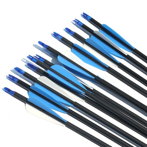 12Pcs Hunting 30" Carbon Arrows Spine500 7.8mm for Compound Recurve Bow Shooting - Picture 15 of 15