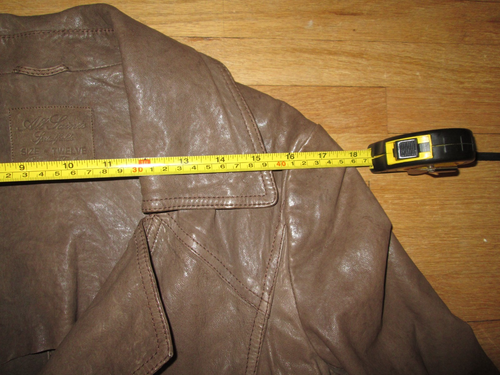 Giacca donna ALL SAINTS pelle marrone con cintura asimmetrica sfoderata zip taglia 12 - Foto 9 di 15