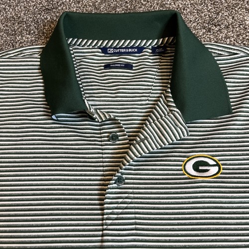 Camisa de hombre Green Bay Packers cortadora polo y buck bordado logotipo a rayas talla M - Imagen 2 de 10