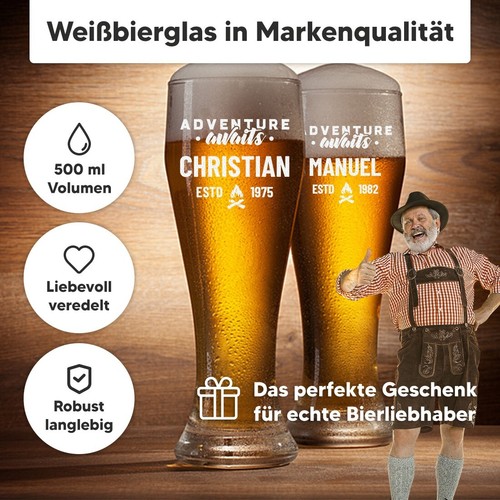 Wheat Beer Glass 0,5L & Wooden Box With UV Print - Personalized Gun - Bild 61 von 63