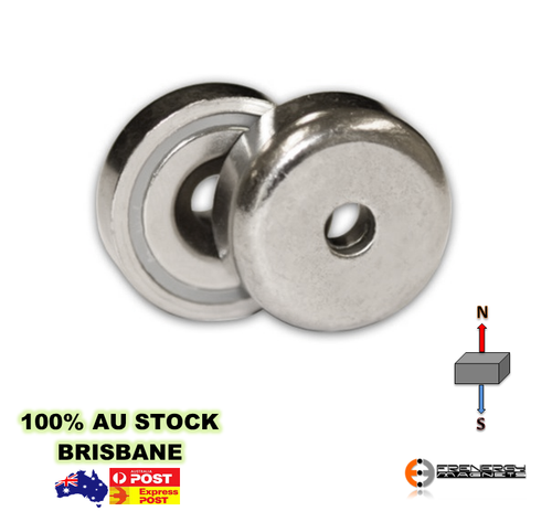 5x A32 Heavy Duty 32mm 25kg Neodymium Rare Earth Countersunk Shallow Pot Magnets - Picture 3 of 3