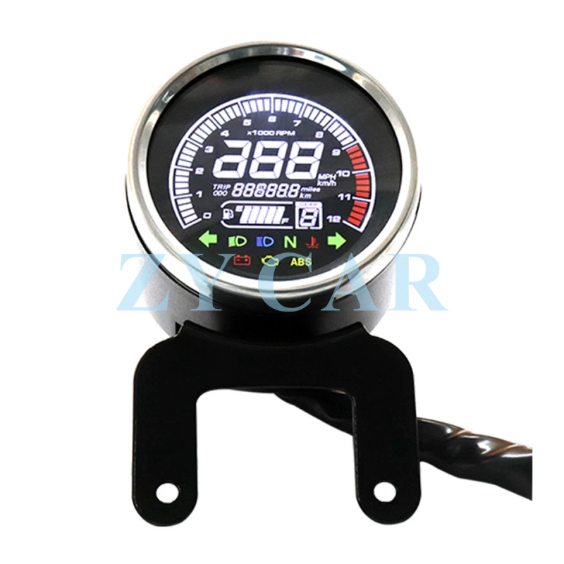 Odometer Speedometer Tachometer Fuel Gauge Universal 12V Motorcycle LCD Digital Foto 2 de 4