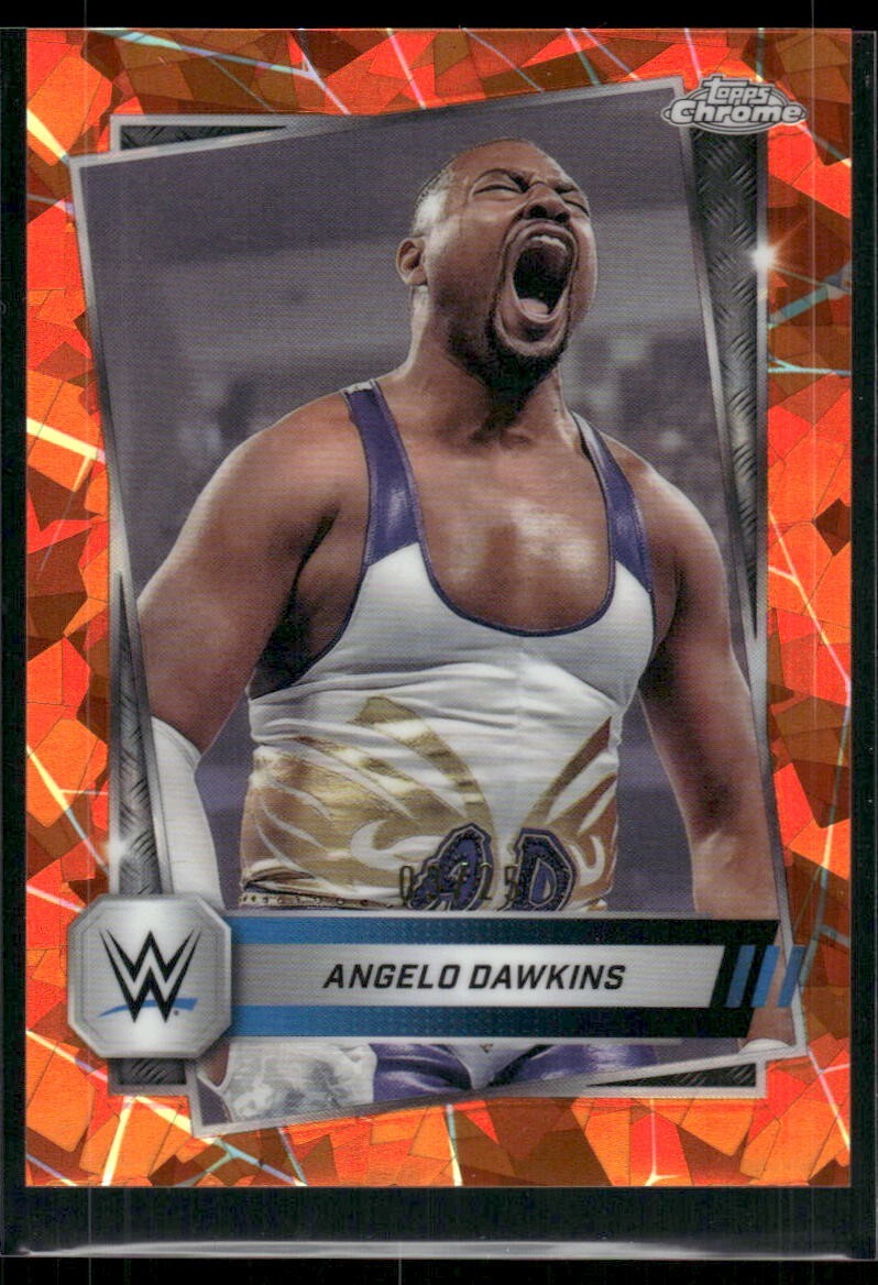 2025 Topps Chrome WWE Angelo Dawkins #63 Orange Sapphire Refractor /25