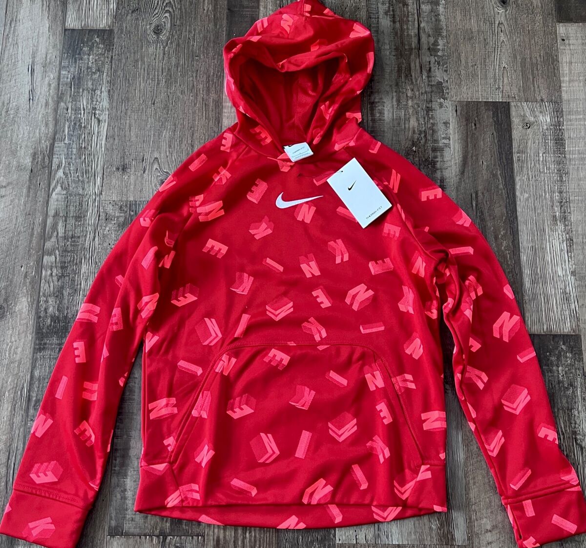 NWT Nike Boys YLG Red/Neon Red All Over Print Hoodie NWT Nike Boys YLG Red/Neon Red All Over Print Hoodie
