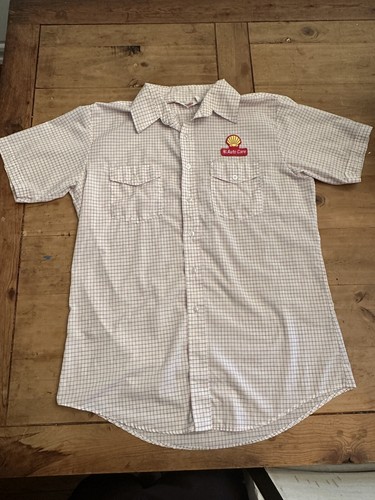 Vintage Shell Gas Öl Auto Care Unitog Knopfleiste Arbeitshemd LG 16-16.5 EUC - Bild 2 von 5