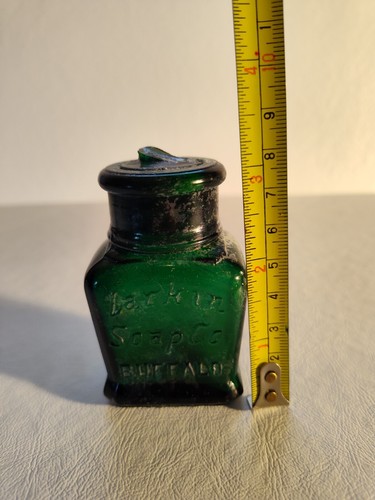 Antique 1800's LARKIN SOAP CO. Buffalo NY Emerald Green Glass Victorian Bottle - Picture 2 of 11