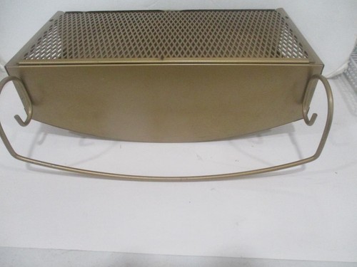 Metal Mesh Goldtone Bathroom Shelf 2 Tiers W/ Towel Bar 12" H x 17" L x 5-3/4 D" - Picture 7 of 11