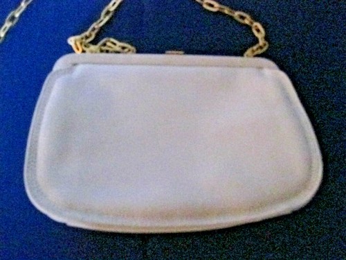 Liz Claiborne Leather Co De Colección Años 80 Cuero Crema Cartera de Hombro Bolso sin asas Cadena Dorada - Imagen 5 de 6