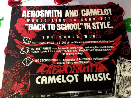 AEROSMITH CAMELOT MUSIC CONTEST BACKSTAGE HANDBILL FLYER PERMANENT VACATION 1987 - Picture 7 of 8