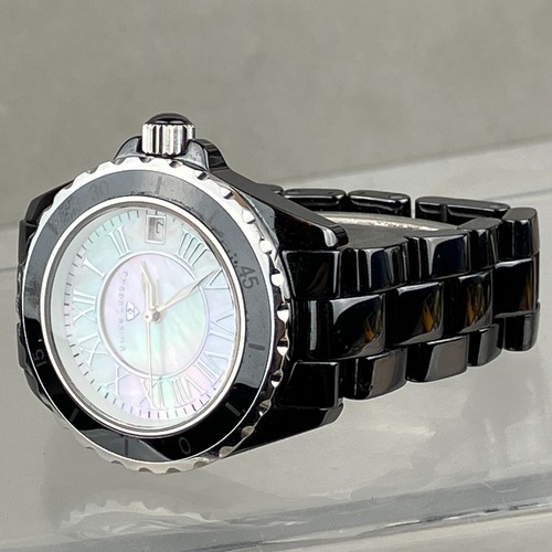 Swiss Legend Karamica Black Ceramic Mother of Pearl Dial Silver Date Watch - Picture 8 of 10