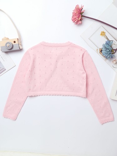 Kids Flower Girls Bolero Shrug Princess Cardigan Lace Knit Birthday Shrug Party - Picture 53 of 56