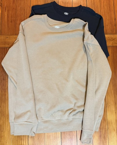 Lot Of 2 Athletic Works Boys Black & Tan Fleece Lined Crew Sweatshirt Sz XXL (18