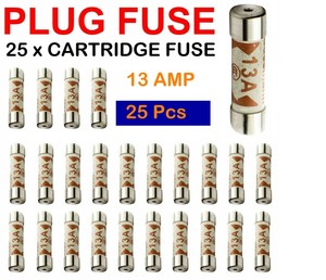 Fuses 13amp Domestic Plug x 25 Fuses 13amp Cartridge Fuse x 25 Fuses