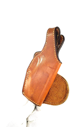 Vintage Bianchi 57L Leather Suede Lined Paddle Holster For S&W MEDIUM AUTO Brown - Picture 5 of 7