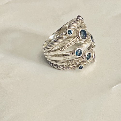 Judith Ripka Sterling Silver 925 Blue Topaz Gemstone Ring Stackable Size 6 - Bild 16 von 24