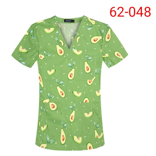 Women Men Medical Printed Scrub Tops Nursing Shirt Employee Uniform Wholesale - Picture 51 of 69