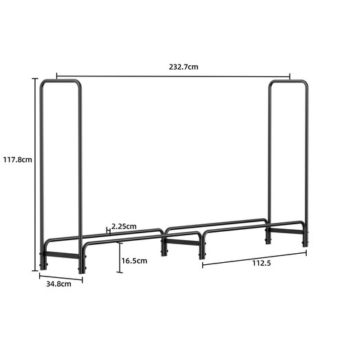 8ft 12ft Long Wooden Log Store Metal Holder Wood Firewood Timber Storage Logs - Picture 15 of 16