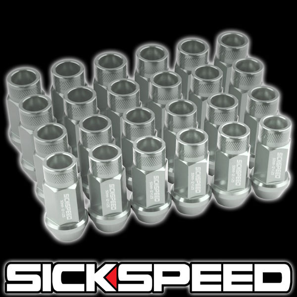 SICKSPEED 24 PC POLISHED 50MM ALUMINUM LUG NUTS LUGS WHEELS/RIMS 12X1