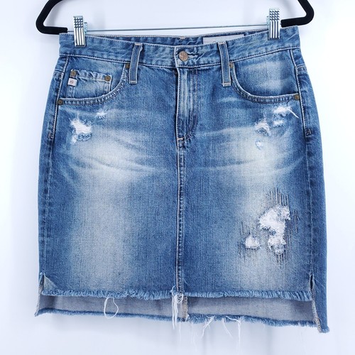 AG The Erin Y2K Boho Distressed Mini Pencil Skirt Raw Hemline Side Slit 28 - Bild 1 von 11