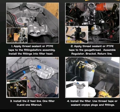 For 94-97 OBS Ford 7.3L Powerstroke Fuel Filter Bowl Regulated Return Kit Set - Bild 8 von 17