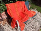 8x VINTAGE 1960s 1970s ORANGE STRIPED CURTAINS HAND MADE 45x45" 46x46" 4xPAIRS