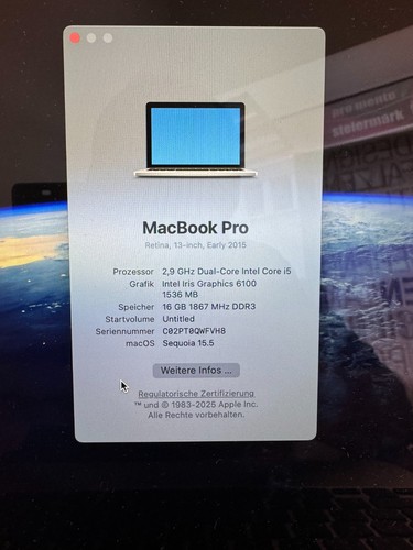 Macbook Pro Retina Early 2015, 16 GB, 500 GB - Bild 3 von 3