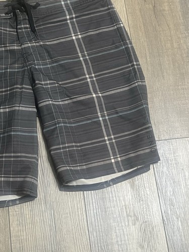 O'Neill Swim Trunk Boardshorts Men's Size 36 Black Blue Plaid Light Weight Cargo - Picture 4 of 7