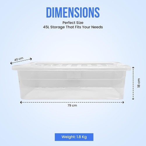 4 × 45 L Clear Plastic Storage Boxes with Lids – Stackable & Nestable, Multipurp - Picture 2 of 7