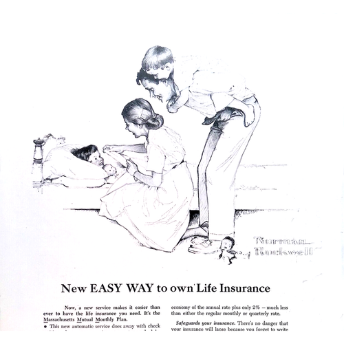 Insurance 1957 Print Ad Massachusetts Mutual Insurance Rockwell Art 11x14 - Picture 2 of 3
