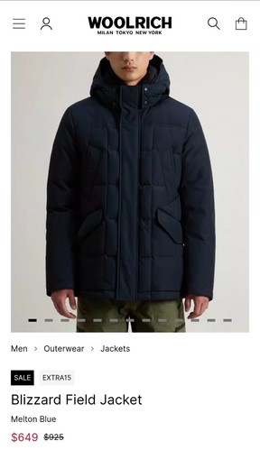 Woolrich Blizzard Field Jacket Melton Blue SZ Large Brand New With Tag MSRP $695 - Picture 1 of 24