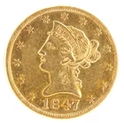 United States 1847 $10 Liberty Head Eagle .900 Fine Gold Philadelphia Mint Coin