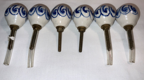 Vintage 6 Stück handbemalte Keramik Schrank Schublade Zugknöpfe blau weiß Blumen - Bild 2 von 4