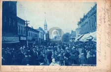 Orrville Street Fair OH Ohio 1907 Bloomberg Stores Cyanotype RPPC Postcard COPY