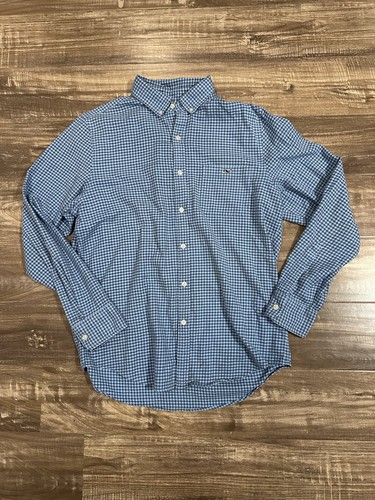 Vineyard Vines Medium Mens Shirt Tucker Classic Flannel Blue Plaid - Picture 2 of 7