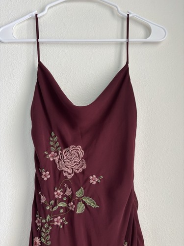 House Of CB ELOISA Wine Embroidered Midi Dress Size XS - Picture 4 of 12