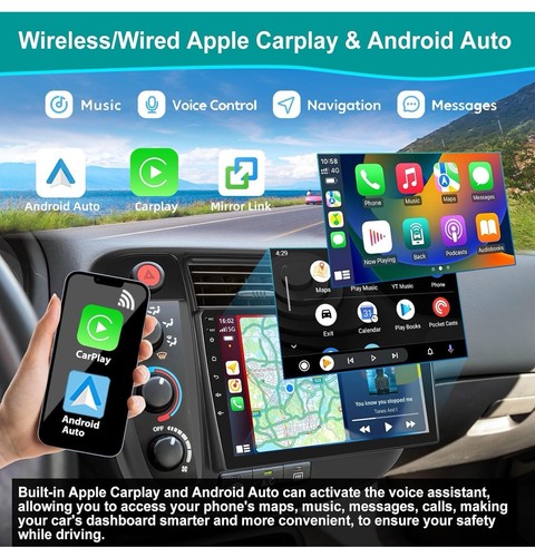 Podofo CarPlay 2+32G Android Car Stereo Radio for Honda Civic VII 2001-2005 Wifi - Picture 3 of 9