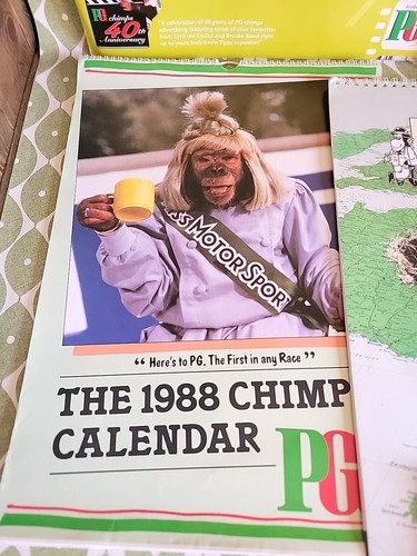 Lote de trabajo colección de puntas PG calendarios y recuerdos de chimpancés retro vintage - Imagen 7 de 14