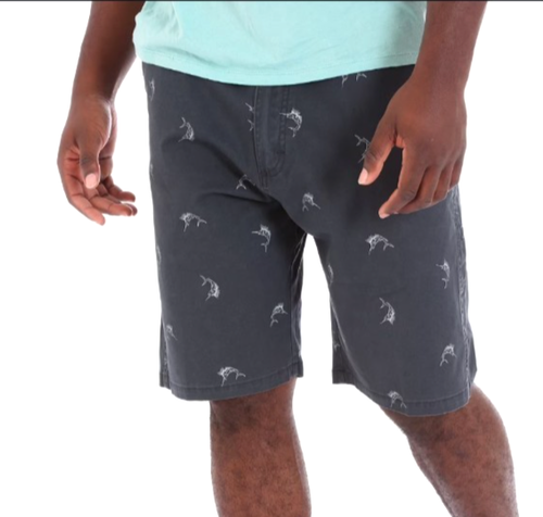 Neu mit Etikett Wrangler Herren Größe 36 blau Swordfish Marlin AOP vorne flach Chino Shorts NEU - Bild 1 von 14