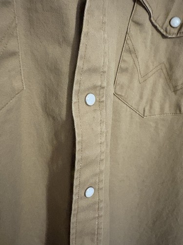 Wrangler Tan Button-Up Shirt | Classic Casual Style Sze XXL WESTERN WORK (staine - Foto 6 di 17