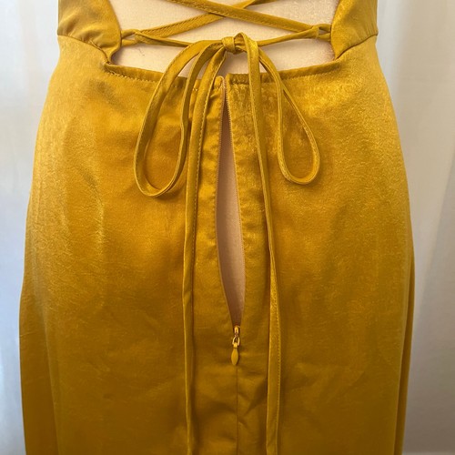 Lulus In Love Forever Maxi Dress Small Mustard Yellow Satin Formal Wedding Guest - Picture 8 of 15