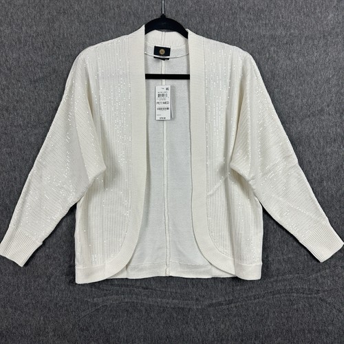 JM Collection Open Front Sequin Knit Cardigan Petite Medium PM MSRP $79
