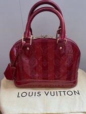 Louis Vuitton Alma BB Rayures Vernis Red Bag Purse Satchel W/COA Mint SALE