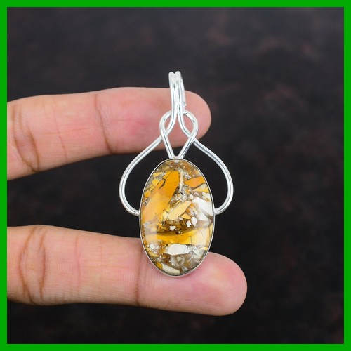 Freundschaftstag Sale 925 Sterling Silber Brekzi Mookait Stein Boho Anhänger - Bild 3 von 7