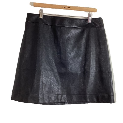 NEW J.CREW BLACK FAUX LEATHER A-LINE MINI SKIRT BC893 SIZE 14 ($98) - Picture 3 of 9